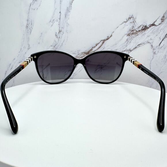 New Burberry Sunglasses Black Cat Eye Check Arms Gold Hardware Womens BURBERRY main image 10